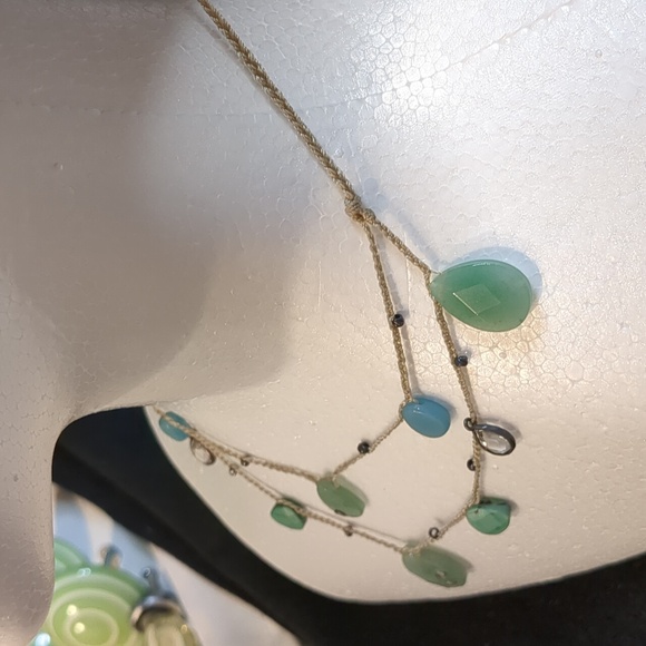 Silpada Cubic Zirconia Amazonite Howlite Turquoise Silver Knotted Necklace - Picture 8 of 9